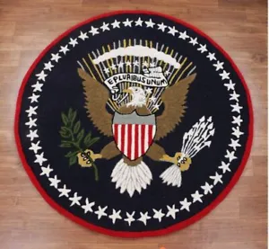 US Logo Flag 6'x6' Eagle Pluribus President Handmade Tufted 100% Wool Area Rugs - Picture 1 of 7