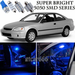 Blue LED Interior Lights Bulb Package Kit For Honda Civic Coupe Sedan 1996-2000 - Picture 1 of 6