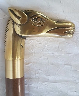 Rare canne de "contrebandiers" pommeau en bronze représentant une tête de cheval - Photo 1/4