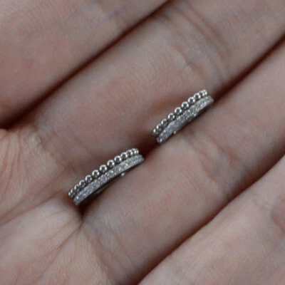 16G Titanium Zircon Beads HINGED Segment Nose Ring Septum Clicker Daith Hoop - Image 1 of 4