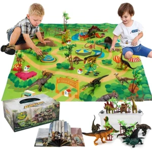 Dinosaur Toys with Play Mat & Trees, 9 Dinosaurs, Gift for Toddlers (Age 3+) - Picture 1 of 12