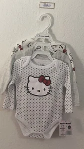 Hello Kitty Bodysuit 3 Pack Bodysuits One Piece Undershirt Baby Girls 6M NWT - Picture 1 of 4