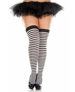 Brand New Plus Size Striped Thigh High Stockings Music Legs 4741Q - Picture 1 of 4