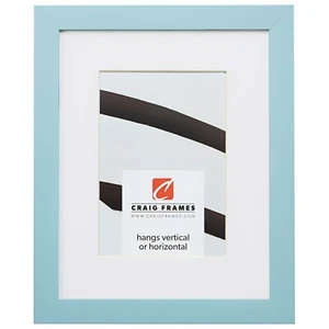 Craig Frames Confetti, 0.875" Light Blue Solid Wood Picture Frame With a Mat - Picture 1 of 7