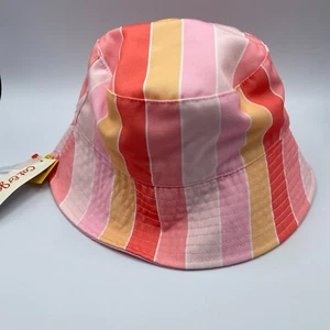 Pink Red Orange Striped Bucket Hat Youth Cat and Jack Valentines Day - Picture 1 of 4