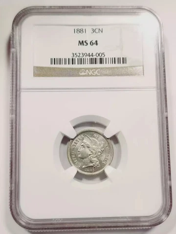 1881 P Three Cent Piece (Nickel) NGC MS-64 - CLEAN LOOK! Cover