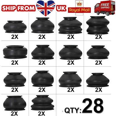 28x UK Rubber Ball Joint Boots Dust Cover Tie Rods Linkages Ends Replacement Kit - Image 1 of 4