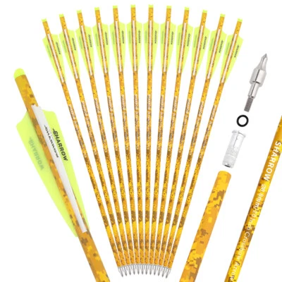 12X Crossbow Bolts Carbon Arrows Camo Vanes 16" 17" 18" 20" 22" Archery Hunting - Image 1 of 4