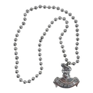 Vintage Mardi Gras Beads Necklace Bards of Bohemia Silver Medallion Charm 2000