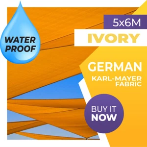 WATERPROOF SHADE SAIL RECTANGLE IVORY 5m x 6m AWNING 5x6 6x5 5x6m 6x5m 5 x 6 - Picture 1 of 4