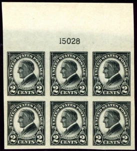 SC# 611 - 1923 2¢ Warren G. Harding Issue: Black - Imperforate- PB of 6 - MNH - Picture 1 of 2