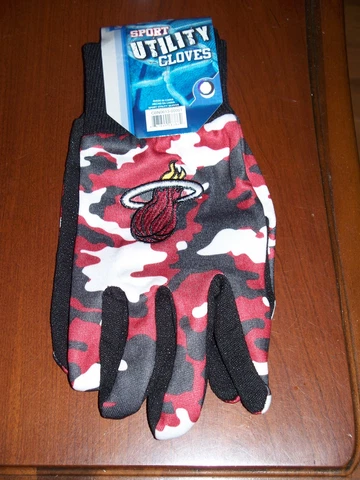 Miami Heat New Logo Camouflage Work/Utility Gloves NWT Red/White/Black Cover
