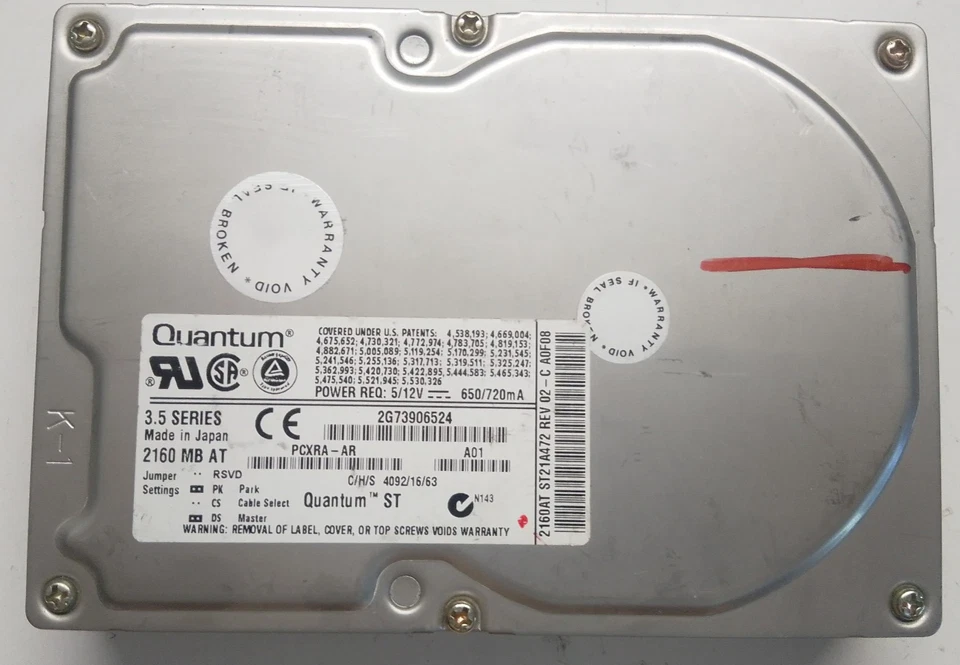 Quantum 2160mb 2G73906524 ST21A472 ST21A012 20-113435 Hard Disk 3.5 HDD Ide Pata - Image 1 of 1
