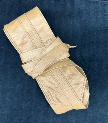 G.I.L.I. Cinturón envolvente Obi para mujer de cuero de moda talla XL/1X tostado nuevo sin etiquetas Foto 1 de 3