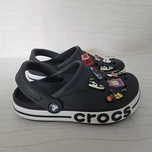Crocs Unisex Bayaband Clogs Black White Basketball Charm 205089 Size 4 Men/6 Wom - Picture 1 of 12