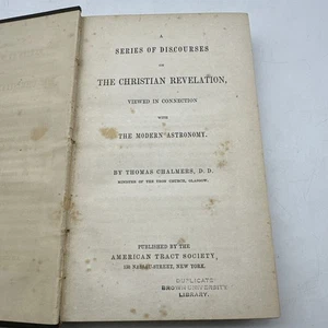 Thomas Chalmers DISCOURSES ON CHRISTIAN REVELATION in Con. w/Astronomy N101 - Picture 1 of 14