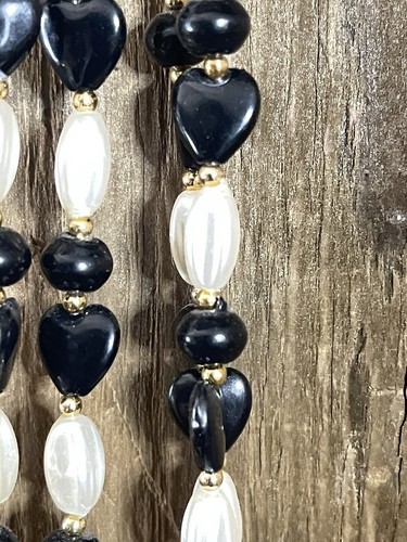 VETEMENTS Splendida Collana Perline Bianco e Nero 12” Tono Oro Costume Gioielli