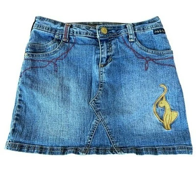 Vintage Y2K Baby Phat Denim Mini Skirt Embroidered Embellished Stretch READ!! - Image 1 of 4