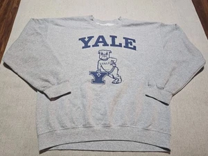 Felpa Yale University grande grigia girocollo bulldog grafica college retrò - Foto 1 di 6