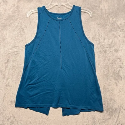 Blusa Athleta Feminina Tamanho Grande Azul Muscle Up Tank Parcial Split Back Corte a Laser - Imagem 1 de 4