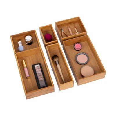 Seville Classics 5-Piece Bamboo Storage Box Set with Dividers - Image 1 of 4