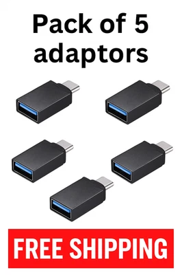 Bundle of 5 Type C to USB Adapter 3.0 USB-C Female OTG Data Connector adapter - Image 1 of 4