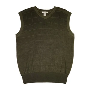 Chaleco suéter vintage de seda con cuello en V de 3 capas para hombre grande verde oliva de lujo Grandpacore - Imagen 1 de 8