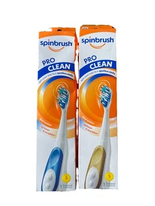 2 Spinbrush PRO CLEAN Battery Powered Toothbrush, Soft Bristles Duo Packs Sealed - Picture 1 of 5