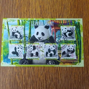 Animals Mini Sheet Used Panda Burkina Faso 2021 - Picture 1 of 1