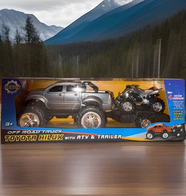 Toyota Hilux внедорожник с квадроциклом и прицепом масштаб 1:16 набор игрушек - свет и звук - Изображение 1 из 4