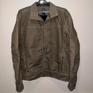 KUHL Burr Vintage Patina Dye Fleece Lined Canvas Full zip Men XL Olive Green - Picture 1 of 8