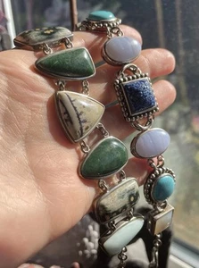Whitney Kelly 925 Sterling Silver Bracelets, Large Multi Gemstone Bracelets - Picture 1 of 19