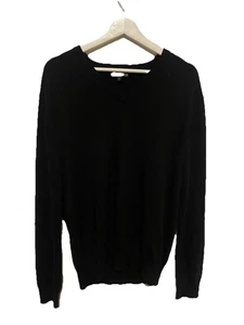 Express Men's Sweater Size XL V-neck Long Sleeve Modern Fit Fine Merino Wool Blk - Picture 1 of 4
