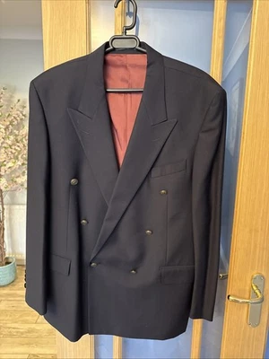 Yves Saint Laurent Vintage Double Breasted Blazer Gunmetal Buttons Black 54R New - Image 1 of 4