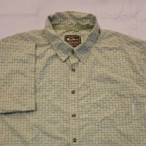 Drake Men's Green Plaid Lightweight Short Sleeve Button-front Shirt 2X - Picture 1 of 9