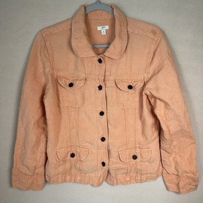 Chaqueta Blazer J. Jill Mujer M Coral 100% Lino Bolsillos Utilitarios Botón Informal Foto 1 de 4