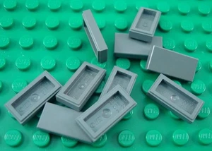LEGO Lot of 10 Dark Bluish Gray 1x2 Tile Pieces - Picture 1 of 1