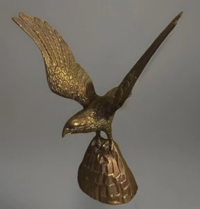 Vintage Heavy Solid Brass, American Eagle Sculpture 10" Tall Great Desk Display - Picture 1 of 11