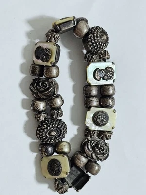 Ancien Bracelet Vintage En Argent Et Nacre - Photo 1/4