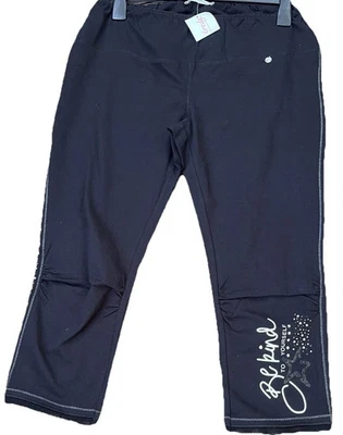 Tredy Glitzer Print Perlen Spruch Stretch HOSE Legging Neu 46 XXL Schwarz  - Bild 1 von 4