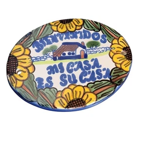 Vtg Mexican Ceramic Welcome Plaque Oval "Bienvenidos Mi Casa Es Su Casa" 6x8.5" - Picture 1 of 5