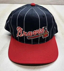 Vintage 90s Starter Atlanta Braves MLB Pinstripe Snapback Hat NOS - Picture 1 of 7