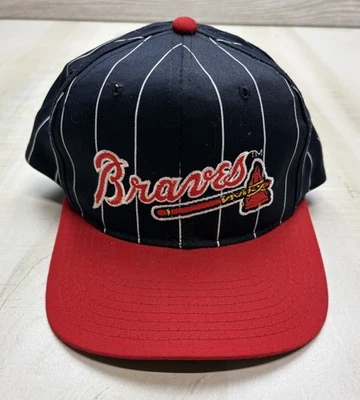 Vintage 90s Starter Atlanta Braves MLB Pinstripe Snapback Hat NOS - Image 1 of 4