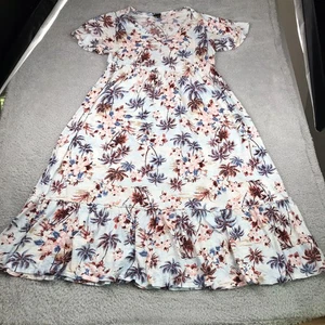 Maxi Vestido de Playa Babydoll de Algodón Torrido para Mujer 2X Estampado de Palmeras Tropicales - Imagen 1 de 11