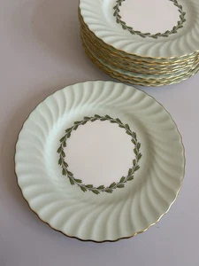 "Platos de ensalada de porcelana verde claro Minton Cheviot 8"" elegante juego fino de vacaciones 10" - Imagen 1 de 4