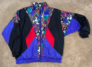 Chaqueta cortavientos vintage color block años 80 90 para mujer talla grande - Imagen 1 de 7