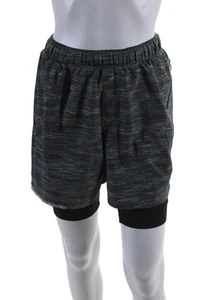 Lululemon Womens Elasticated Drawstring Striped Athletic Shorts Gray Size S - Picture 1 of 4