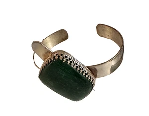 Bracciale Vintage Cina Argento Sterling .925 Pietra Malachite Stile Navajo - Foto 1 di 5