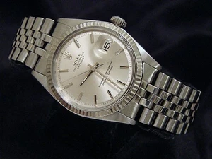Rolex Datejust 1601 Mens Stainless Steel Watch with White Gold Bezel Silver Dial - Picture 1 of 5
