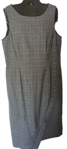 Antonio Melani Winna Sheath Dress Size 12 Gray Plaid Wool Blend Asymmetric New - Picture 1 of 7